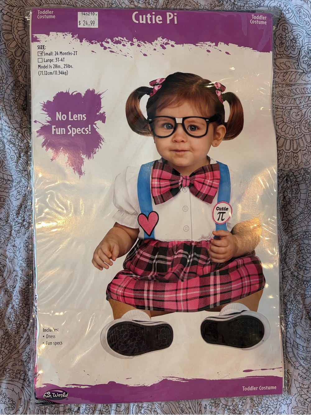 Halloween Cutie Pi Toddler Costume 24M-2T Pink Plaid Math Costume
